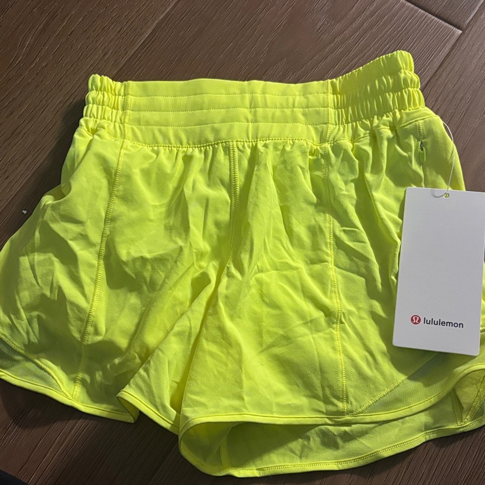lululemon size 2, 4 inch Neon Yellow Shorts